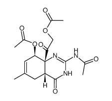 2-acetamido-6-methyl-8β-acetoxy-9β-(acetoxyacetyl)-3,4,5,8,9,10β-hexahydroquinazolin-4-one结构式