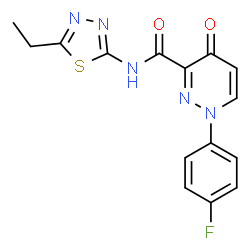 N-(5-Ethyl-1,3,4-thiadiazol-2-yl)-1-(4-fluorophenyl)-4-oxo-1,4-dihydro-3-pyridazinecarboxamide结构式