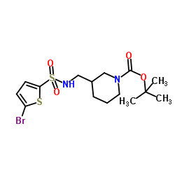 2-Methyl-2-propanyl 3-({[(5-bromo-2-thienyl)sulfonyl]amino}methyl)-1-piperidinecarboxylate结构式