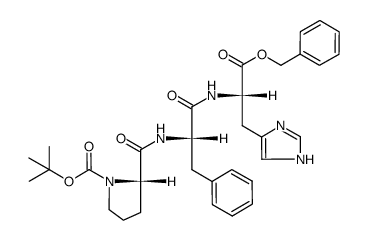 Nα-(tert-butyloxycarbonyl)-L-prolyl-L-phenylalanyl-L-histidine benzyl ester Structure