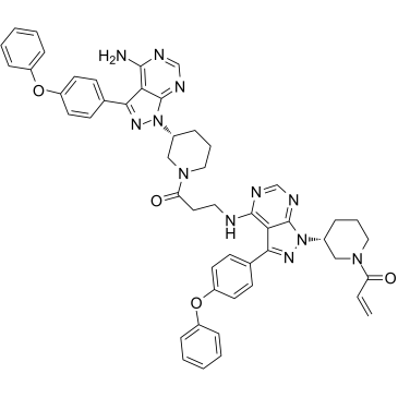 1-((R)-3-(4-((3-((R)-3-(4-Amino-3-(4-phenoxyphenyl)-1H-pyrazolo[3,4-d]pyrimidin-1-yl)piperidin-1-yl)-3-oxopropyl)amino)-3-(4-phenoxyphenyl)-1H-pyrazolo[3,4-d]pyrimidin-1-yl)piperidin-1-yl)prop-2-en-1-one(IbrutinibImpurity) picture