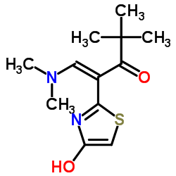 (1Z)-1-(Dimethylamino)-2-(4-hydroxy-1,3-thiazol-2-yl)-4,4-dimethyl-1-penten-3-one结构式