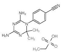 4-(4,6-diamino-2,2-dimethyl-1,3,5-triazin-1-yl)benzonitrile; ethanesulfonic acid结构式