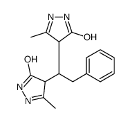 3-methyl-4-[1-(3-methyl-5-oxo-1,4-dihydropyrazol-4-yl)-2-phenylethyl]-1,4-dihydropyrazol-5-one Structure