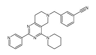 3-[(4-piperidin-1-yl-2-pyridin-3-yl-7,8-dihydro-5H-pyrido[4,3-d]pyrimidin-6-yl)methyl]benzonitrile结构式