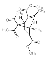 dimethyl (1S,5S,7R)-8,8-diacetyl-1,3-dimethyl-2-azabicyclo[3.2.1]oct-3-ene-4,7-dicarboxylate结构式