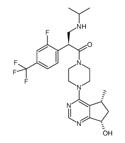 (S)-2-(2-fluoro-4-(trifluoromethyl)phenyl)-1-(4-((5R,7S)-7-hydroxy-5-methyl-6,7-dihydro-5H-cyclopenta[d]pyrimidin-4-yl)piperazin-1-yl)-3-(isopropylamino)propan-1-one Structure