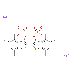 5,5'-Dichloro-4,4',7,7'-tetramethyl-2,2'-bibenzo[b]thiophene-3,3'-diol bis(sulfuric acid sodium) salt structure