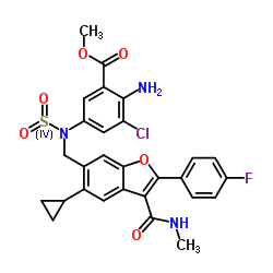 methyl 2-amino-3-chloro-5-[[5-cyclopropyl-2-(4-fluorophenyl)-3-(methylcarbamoyl)benzofuran-6-yl]methyl-(dioxo-λ5-sulfanyl)amino]benzoate Structure