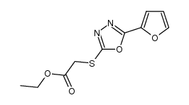 (5-furan-2-yl-[1,3,4]oxadiazol-2-ylsulfanyl)-acetic acid ethyl ester结构式