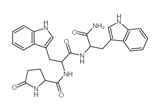 N-[1-[[1-carbamoyl-2-(1H-indol-3-yl)ethyl]carbamoyl]-2-(1H-indol-3-yl)ethyl]-5-oxo-pyrrolidine-2-carboxamide structure