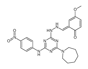 6-[[2-[4-(azepan-1-yl)-6-(4-nitroanilino)-1,3,5-triazin-2-yl]hydrazinyl]methylidene]-4-methoxycyclohexa-2,4-dien-1-one Structure