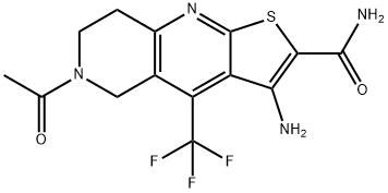 6-acetyl-3-amino-4-(trifluoromethyl)-5H,6H,7H,8H-thieno[2,3-b]1,6-naphthyridine-2-carboxamide结构式