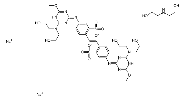 2,2’-(1,2-乙烯二基)二[5-[[4-[二(2-羟乙基)氨基]-6-甲氧基-1,3,5-三嗪-2-基]氨基]苯磺酸钠与2,2’-亚氨基二[乙醇]的星空app结构式