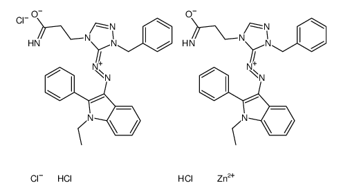 bis[4-(3-amino-3-oxopropyl)-5-[(1-ethyl-2-phenyl-1H-indol-3-yl)azo]-1-(phenylmethyl)-1H-1,2,4-triazolium] tetrachlorozincate(2-) structure