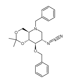 2-azido-N-benzyl-3-O-benzyl-1,2,5-trideoxy-1,5-imino-4,6-O-isopropylidene-D-glucitol Structure