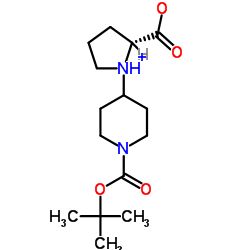 (R)-4-(2-Carboxy-pyrrolidin-1-yl)-piperidine-1-carboxylic acid tert-Butyl ester结构式