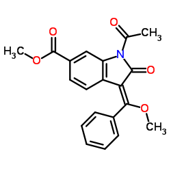 Methyl (3Z)-1-acetyl-3-[methoxy(phenyl)methylene]-2-oxo-6-indolinecarboxylate Structure