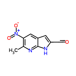 6-Methyl-5-nitro-1H-pyrrolo[2,3-b]pyridine-2-carbaldehyde结构式