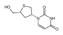 (3'R,5')-1-<5'-(hydroxymethyl)tetrahydro-3'-thienyl>-pyrimidine-2,4(1H,3H)-dione Structure