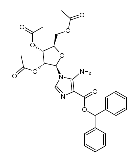 (2R,3R,4R,5R)-2-(acetoxymethyl)-5-(5-amino-4-((benzhydryloxy)carbonyl)-1H-imidazol-1-yl)tetrahydrofuran-3,4-diyl diacetate Structure