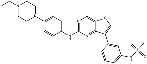 Methanesulfonamide, N-[3-[2-[[4-(4-ethyl-1-piperazinyl)phenyl]amino]thieno[3,2-d]pyrimidin-7-yl]phenyl]-结构式