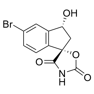 (1S,3R)-5-Bromo-3-Hydroxy-2,3-Dihydrospiro[Indene-1,5’-Oxazolidine]-2’,4’-Dione Structure