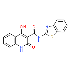 N-(1,3-benzothiazol-2-yl)-4-hydroxy-2-oxo-1,2-dihydroquinoline-3-carboxamide结构式