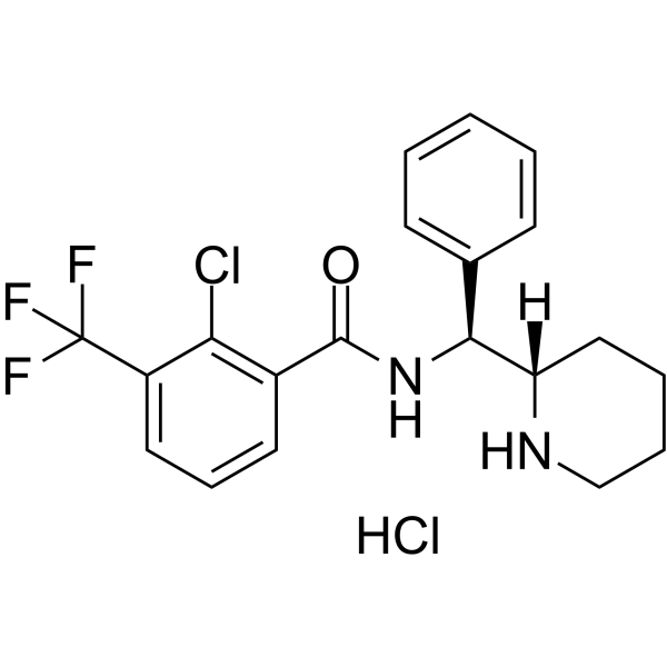 2-Chloro-3-(trifluoromethyl)-N-((S)-phenyl((S)-piperidin-2-yl)methyl)benzamide hydrochloride Structure