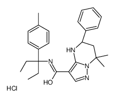 (5S)-7,7-Dimethyl-N-[3-(4-methylphenyl)-3-pentanyl]-5-phenyl-4,5, 6,7-tetrahydropyrazolo[1,5-a]pyrimidine-3-carboxamide hydrochlori de (1:1)结构式