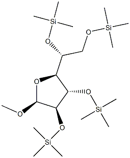 Methyl 2-O,3-O,5-O,6-O-tetrakis(trimethylsilyl)-α-D-galactofuranoside结构式