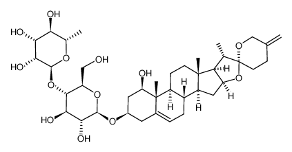 1β-hydroxyspirosta-5,25(27)-dien-3β-yl O-α-L-rhamnopyranosyl-(1->4)-β-D-glucopyranoside结构式