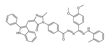 N-[(E)-C-(3,4-dimethoxyphenyl)-N-(2-methylanilino)carbonimidoyl]imino-4-[(4Z)-2-methyl-5-oxo-4-[(2-phenyl-1H-indol-3-yl)methylidene]imidazol-1-yl]benzamide Structure