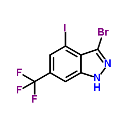 3-Bromo-4-iodo-6-(trifluoromethyl)-1H-indazole Structure