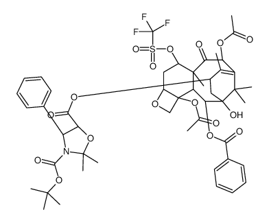 13-{[(3-叔-丁基氧羰基)-2,2-二甲基-4S-苯基-1,3-恶唑烷-5R-基]甲酰基}-7-O-((三氟甲基)磺酰基]氧基)浆果赤霉素III图片