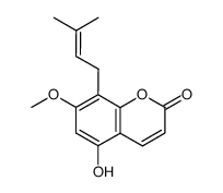 5-Hydroxy-7-methoxy-8-(3-methyl-2-butenyl)-2H-1-benzopyran-2-one结构式