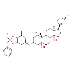 3β-[[3-O,4-O-(1-Benzylpropylidene)-2,6-dideoxy-β-D-ribo-hexopyranosyl]oxy]-5,14-dihydroxy-19-oxo-5β-card-20(22)-enolide structure