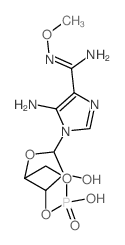 1H-Imidazole-4-carboximidamide,5-amino-N-methoxy-1-(3,5-O-phosphinico-b-D-ribofuranosyl)- (9CI) structure