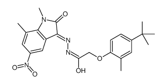 2-(4-tert-butyl-2-methylphenoxy)-N-[(Z)-(1,7-dimethyl-5-nitro-2-oxoindol-3-ylidene)amino]acetamide Structure