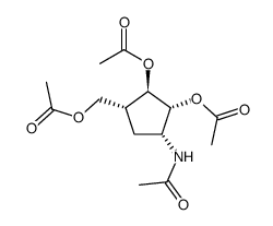 (+/-)-(1α,2β,3α,4α)-4-acetamido-2,3-diacetoxy-1-cyclopentanemethyl acetate Structure