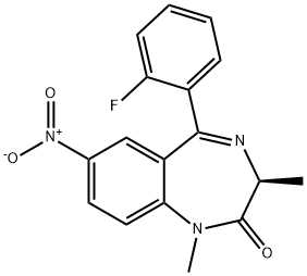 (3S)-5-(2-Fluorophenyl)-1,3-dihydro-1,3α-dimethyl-7-nitro-2H-1,4-benzodiazepine-2-one结构式
