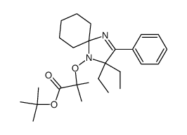 tert-butyl 2-methyl-2-[(2,2-diethyl-3-phenyl-1,4-diazaspiro[4,5]dec-3-en-1-yl)oxy]propanoate Structure