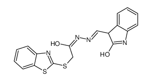 2-(1,3-benzothiazol-2-ylsulfanyl)-N-[(E)-(2-oxo-1,3-dihydroindol-3-yl)methylideneamino]acetamide Structure