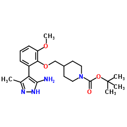 tert-butyl 4-[[2-(5-amino-3-methyl-1H-pyrazol-4-yl)-6-methoxy-phe noxy]methyl]piperidine-1-carboxylate Structure