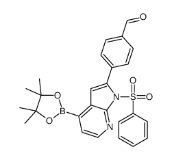 BENZALDEHYDE, 4-[1-(PHENYLSULFONYL)-4-(4,4,5,5-TETRAMETHYL-1,3,2-DIOXABOROLAN-2-YL)-1H-PYRROLO[2,3-B]PYRIDIN-2-YL]-结构式