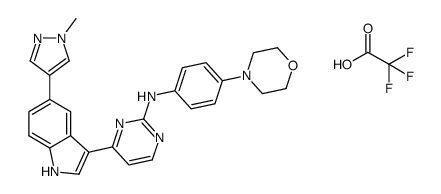 4-[5-(1-methyl-1H-pyrazol-4-yl)-1H-indol-3-yl]-N-(4-morpholin-4-ylphenyl)pyrimidin-2-amine trifluoroacetate结构式