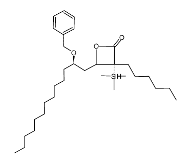 3-hexyl-3-trimethylsilyl-4-((R)-2'-(benzyloxy)tridecyl)-2-oxetanone Structure