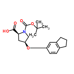 (4S)-1-(tert-Butoxycarbonyl)-4-(2,3-dihydro-1H-inden-5-yloxy)-L-proline Structure