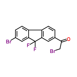 2-溴-1-(7-溴-9,9-二氟-9H-芴-2-基)乙酮结构式