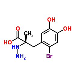 (2S)-3-(2-Bromo-4,5-dihydroxyphenyl)-2-hydrazino-2-methylpropanoic acid structure